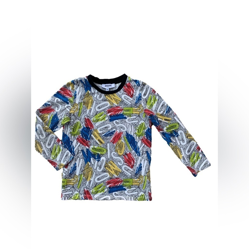 Moschino Kid Size 6 Years Scribble Letter Long Sleeve Tee